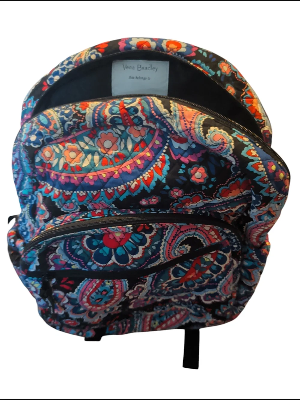 Vera Bradley Black Multicolor Paisley Quilted Backpack